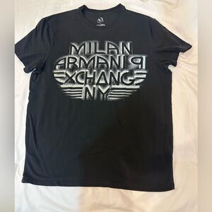 Armani Exchange Black Tee with Graphic Design in excellent condition size L